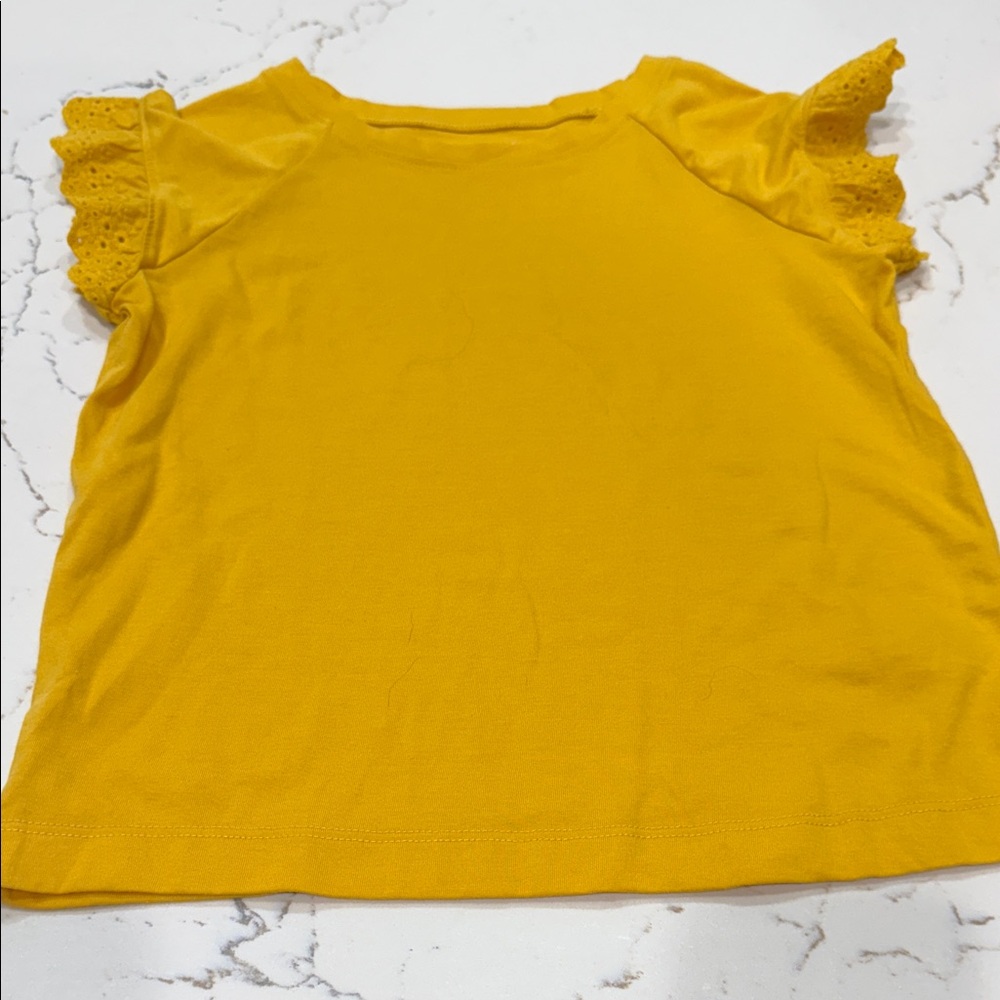 Cat & Jack Yellow Ruffle Sleeve Tee